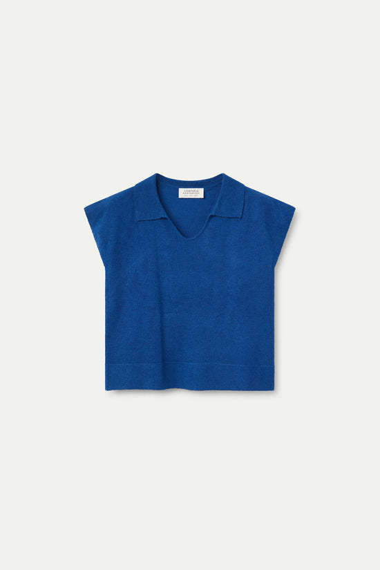 Compania Fantastica Top Punto Escote Pico Azul