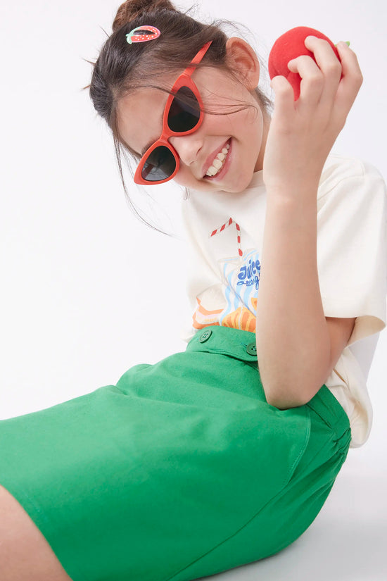 Compania Fantastica Falda Corta De Niña Botones Verde