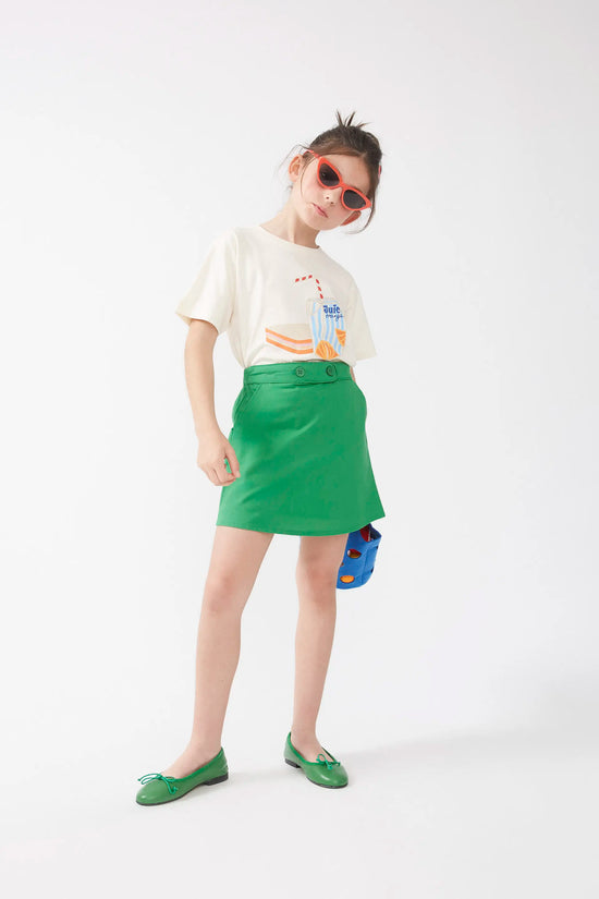 Compania fantastica Falda corta de niña botones verde