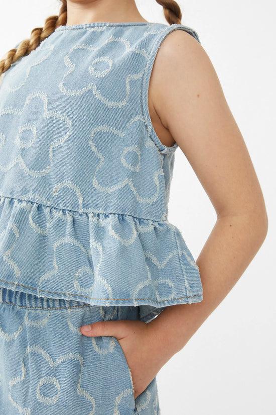 Compania Fantastica Falda Corta De Niña Vaquera Flores