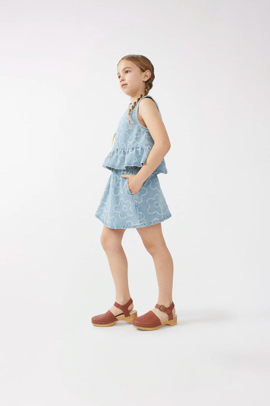 Compania Fantastica Falda Corta De Niña Vaquera Flores