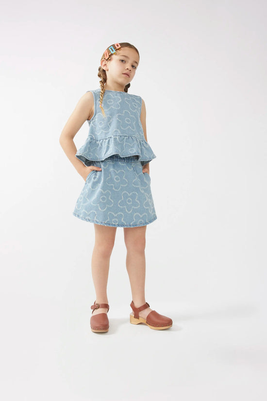 Compania fantastica Falda corta de niña vaquera flores