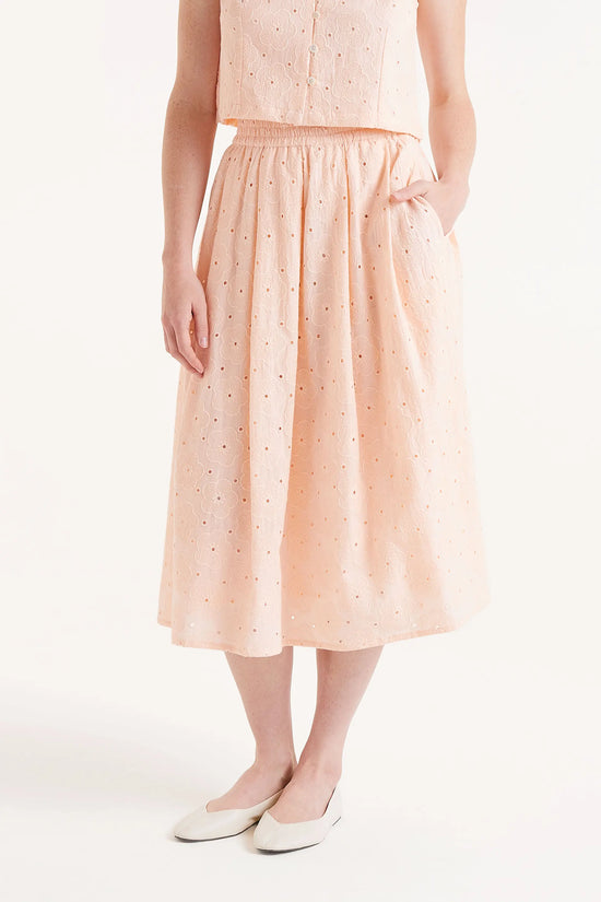 Compania fantastica Falda midi algodón bordado naranja