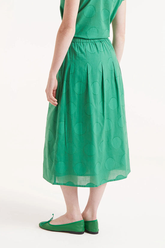 Compania Fantastica Falda Midi Estampado Círculos Verde