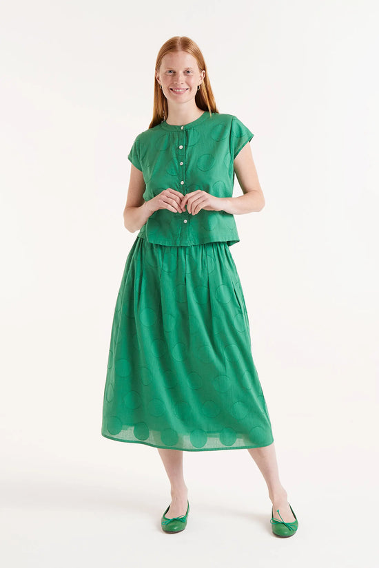 Compania Fantastica Falda Midi Estampado Círculos Verde