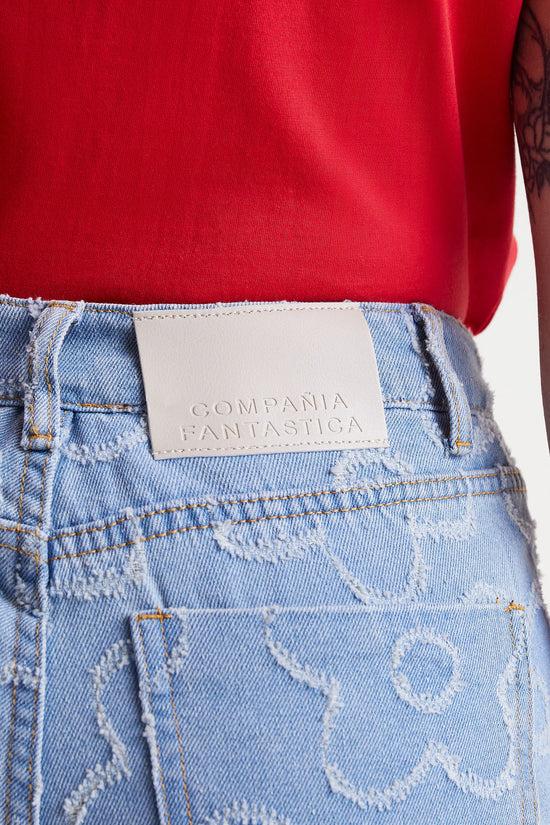 Compania Fantastica Jeans Vaqueros Con Flores Tejidas