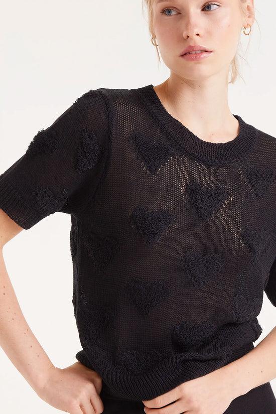 Compania Fantastica Jersey De Punto Corazones Negro