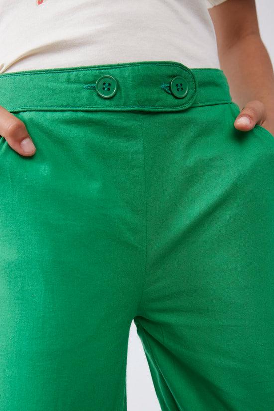 Compania Fantastica Pantalón De Niña Recto Botones Verde