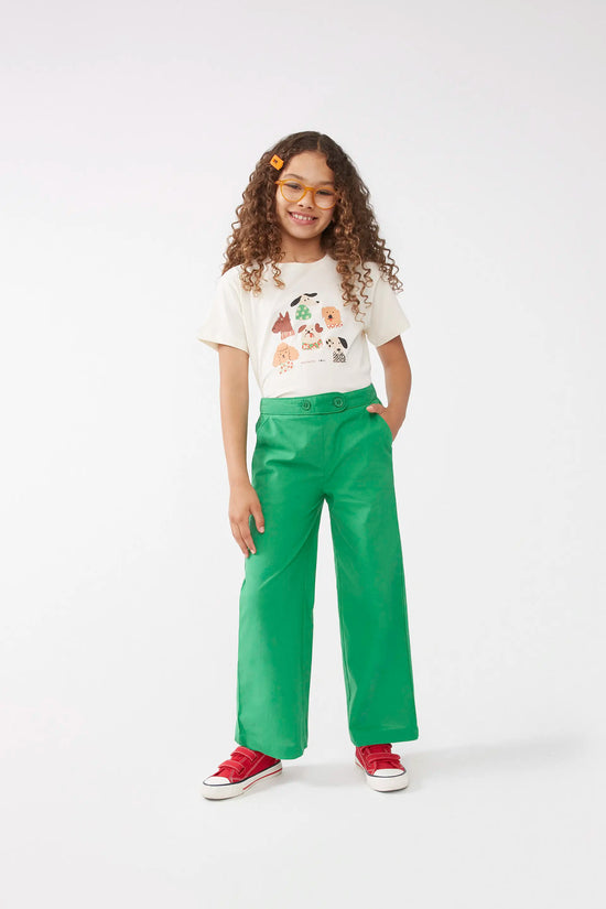 Compania fantastica Pantalón de niña recto botones verde