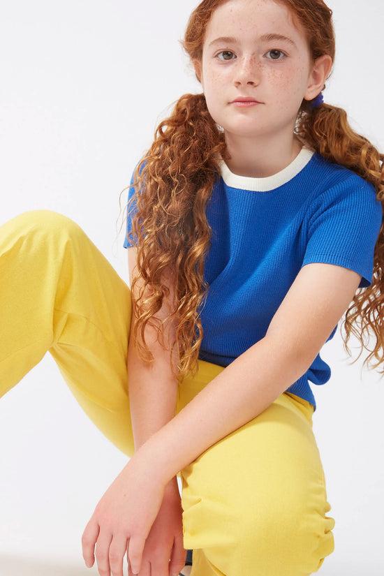 Compania Fantastica Top De Niña Punto Manga Corta Azul