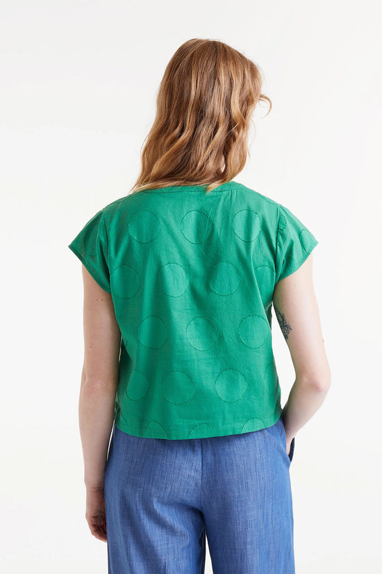 Compania Fantastica Top Jacquard Estampado Círculos Verde