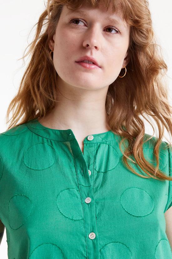 Compania Fantastica Top Jacquard Estampado Círculos Verde