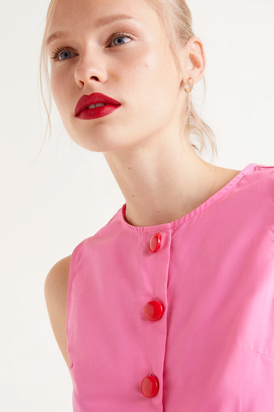 Compania Fantastica Top Sin Mangas Con Botones Rosa