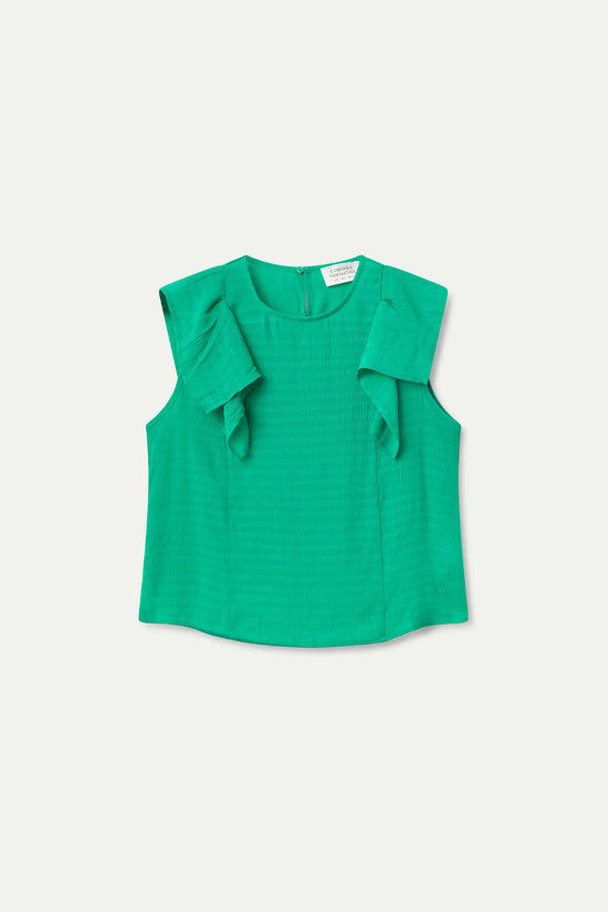 Compania Fantastica Top Sin Mangas Con Volantes Verde