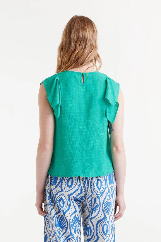 Compania Fantastica Top Sin Mangas Con Volantes Verde