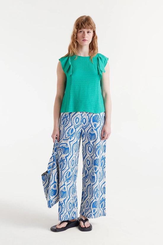 Compania Fantastica Top Sin Mangas Con Volantes Verde