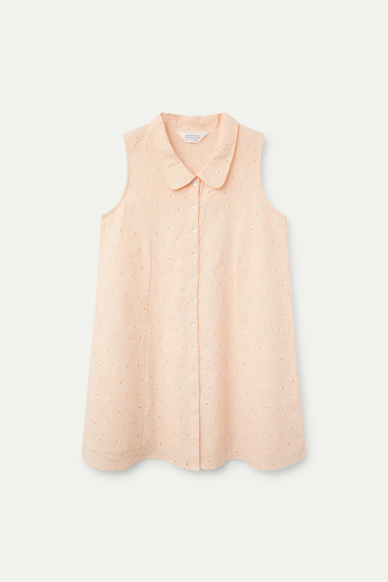 Compania Fantastica Vestido Corto Algodón Bordado Naranja