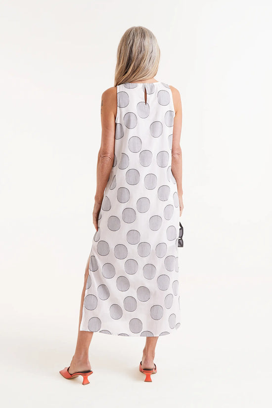 Compania Fantastica Vestido Largo Estampado Círculos Blanco