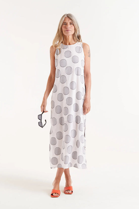 Compania fantastica Vestido largo estampado círculos blanco