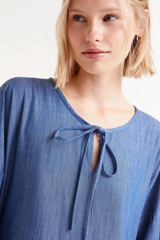 Compania Fantastica Vestido Midi Vaquero Manga Larga