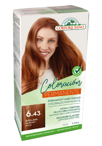 Corpore sano Coloración Permanente 6.43 Avellana con Sésamo y Keratina Vegetal