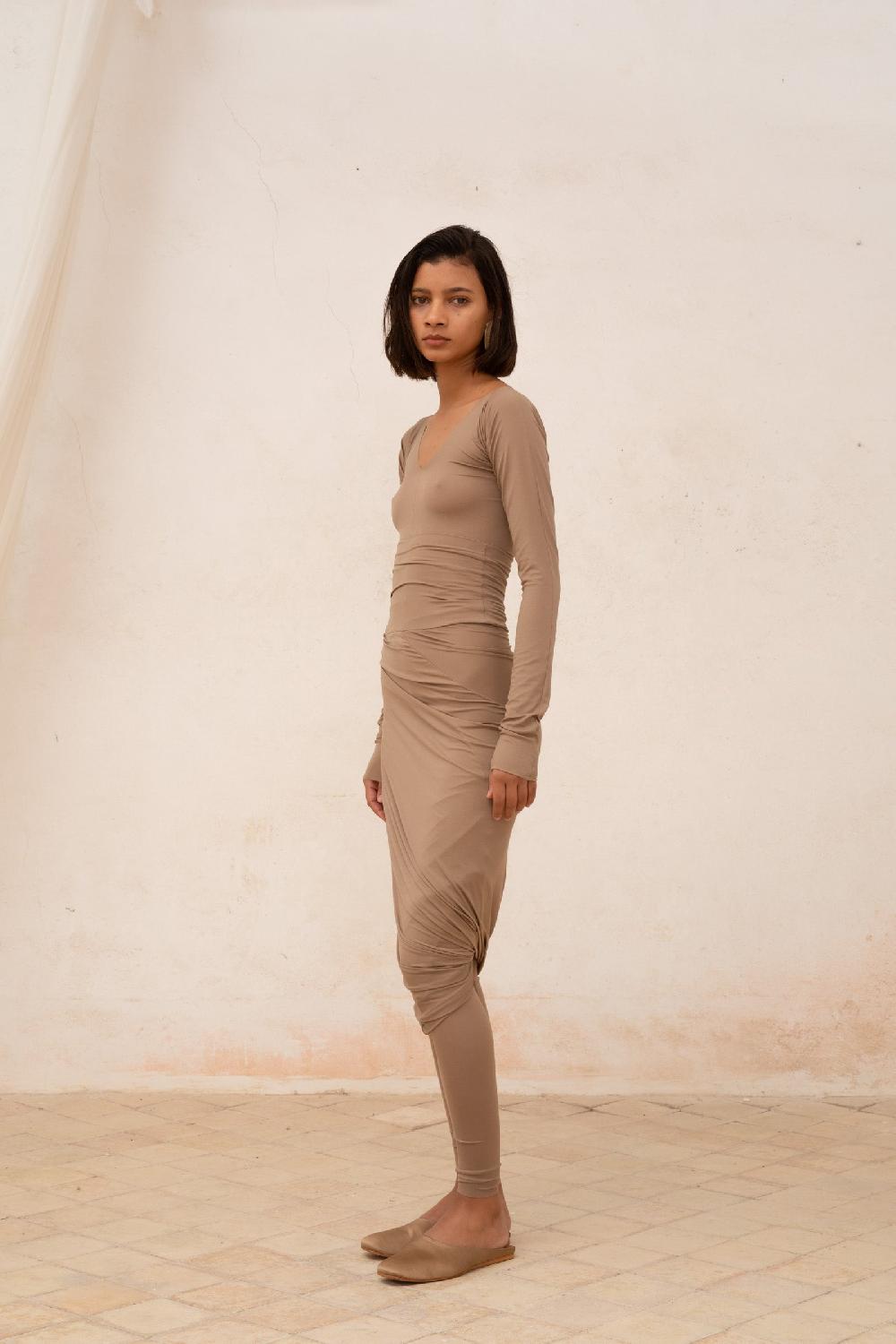 Cortana Alice Falda Entallada En Cupro Stretch Cocoa