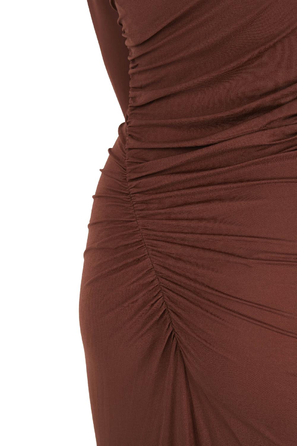 Cortana Babar Vestido Asimetrico En Cupro Stretch Granate