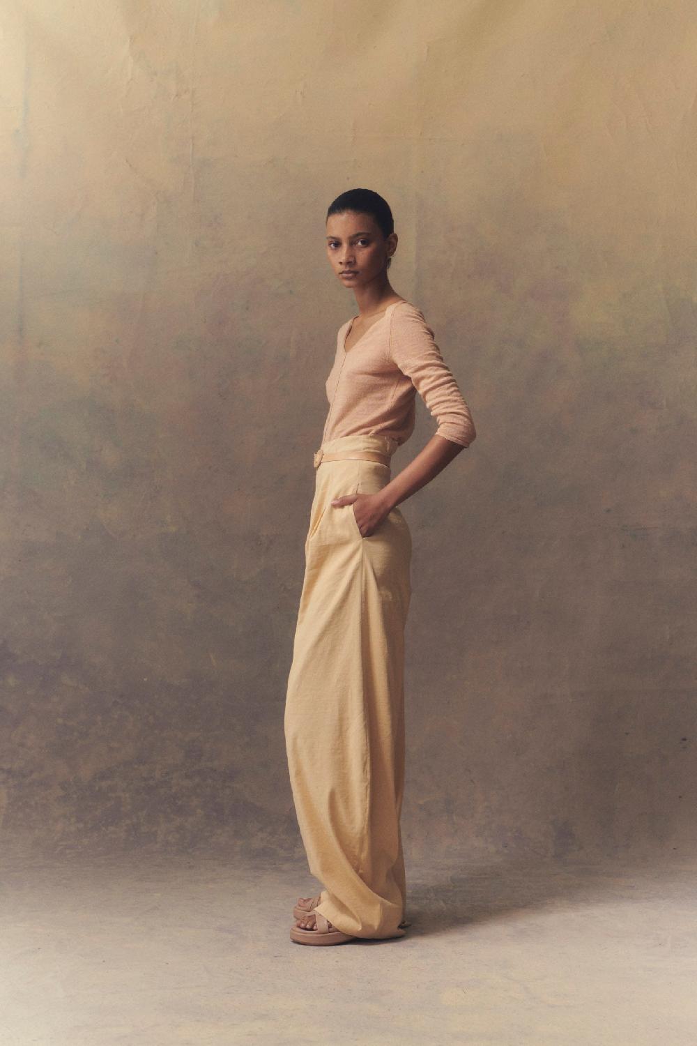 Cortana Botanica Jersey En Punto De Lino Melocotón Claro