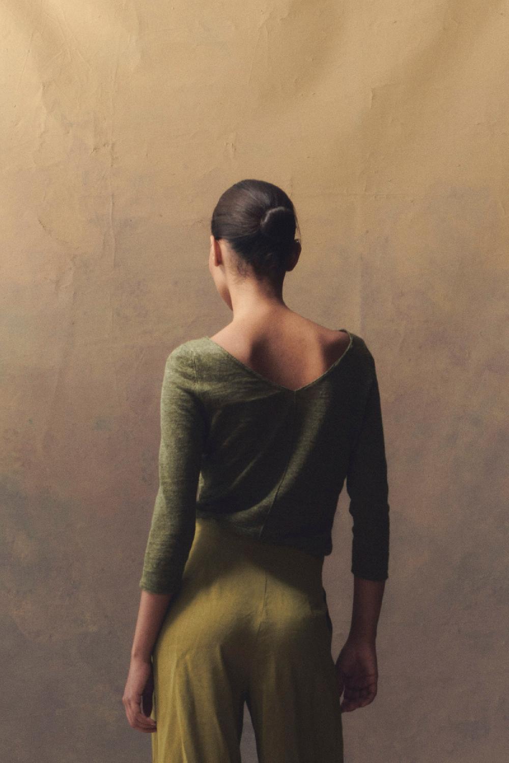 Cortana Botanica Jersey En Punto De Lino Verde Melange