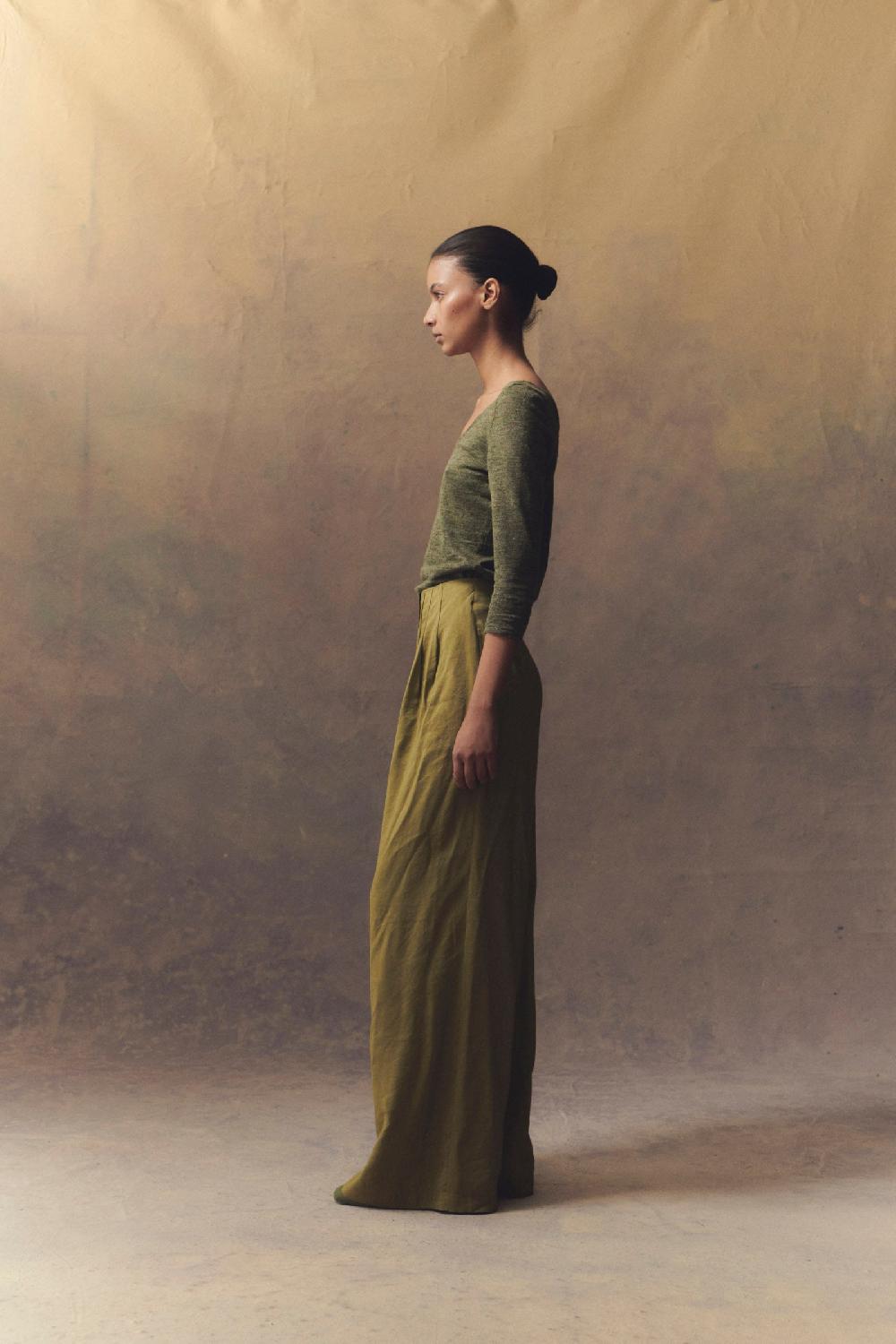 Cortana Botanica Jersey En Punto De Lino Verde Melange