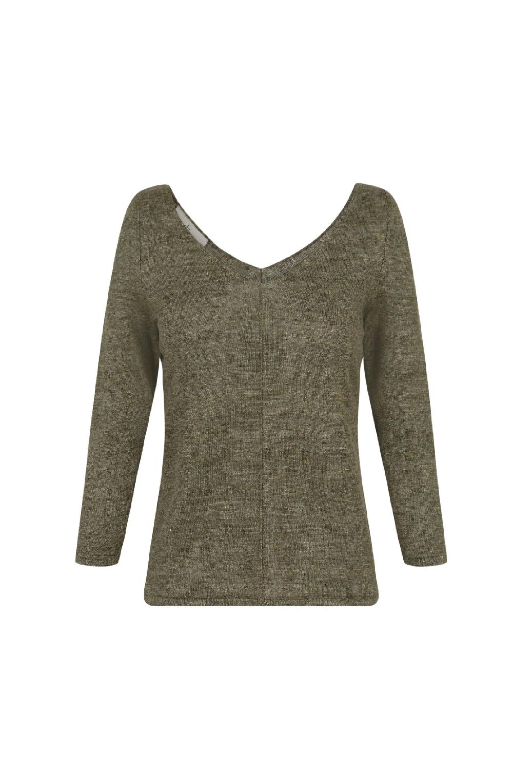 Cortana Botanica Jersey En Punto De Lino Verde Melange