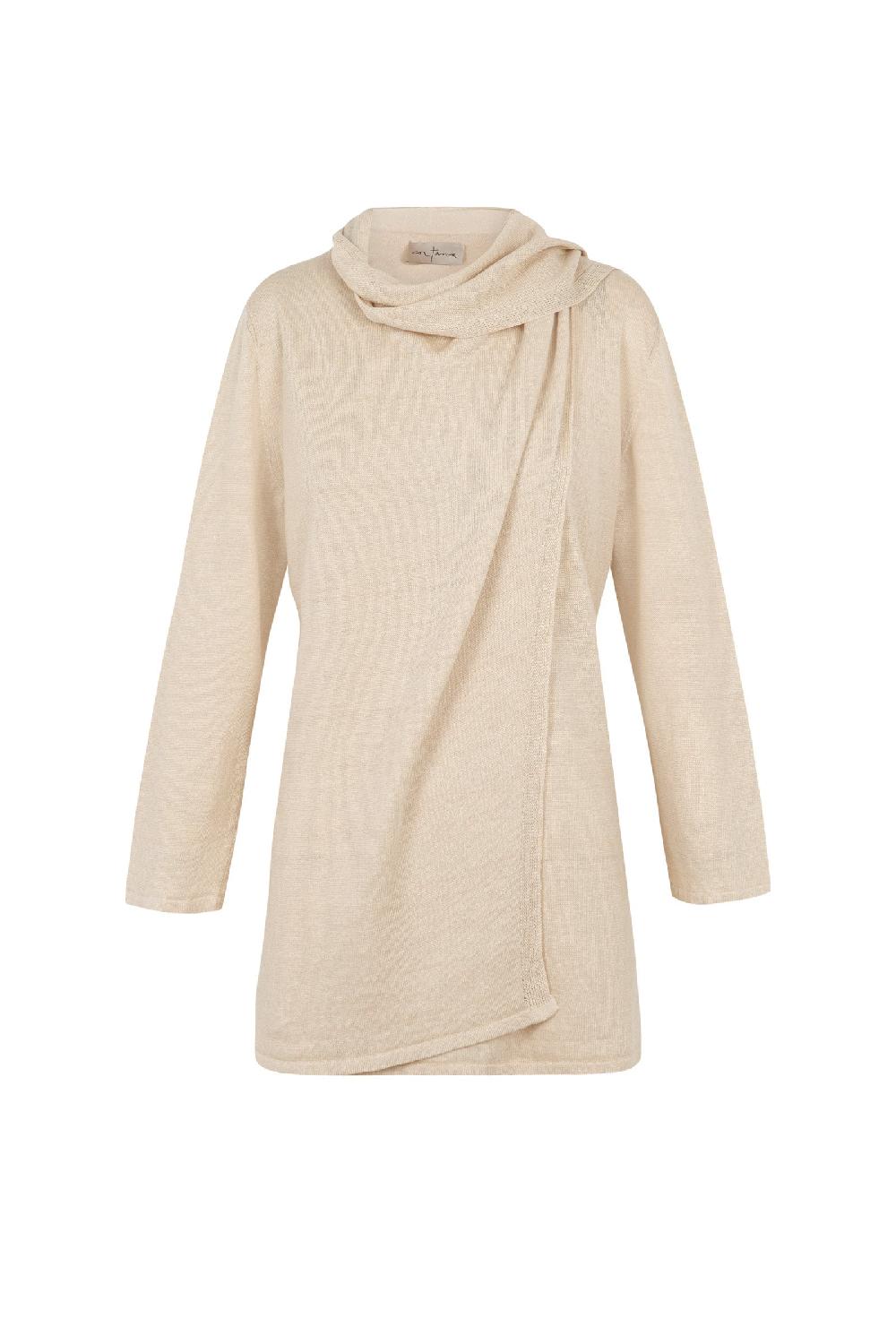 Cortana Botanica top envolvente en punto de lino crudo