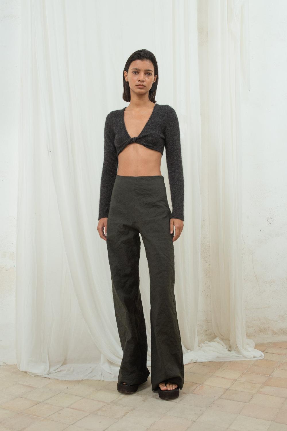 Cortana Cora Top De Alpaca Lana Merino Y Seda Grafito