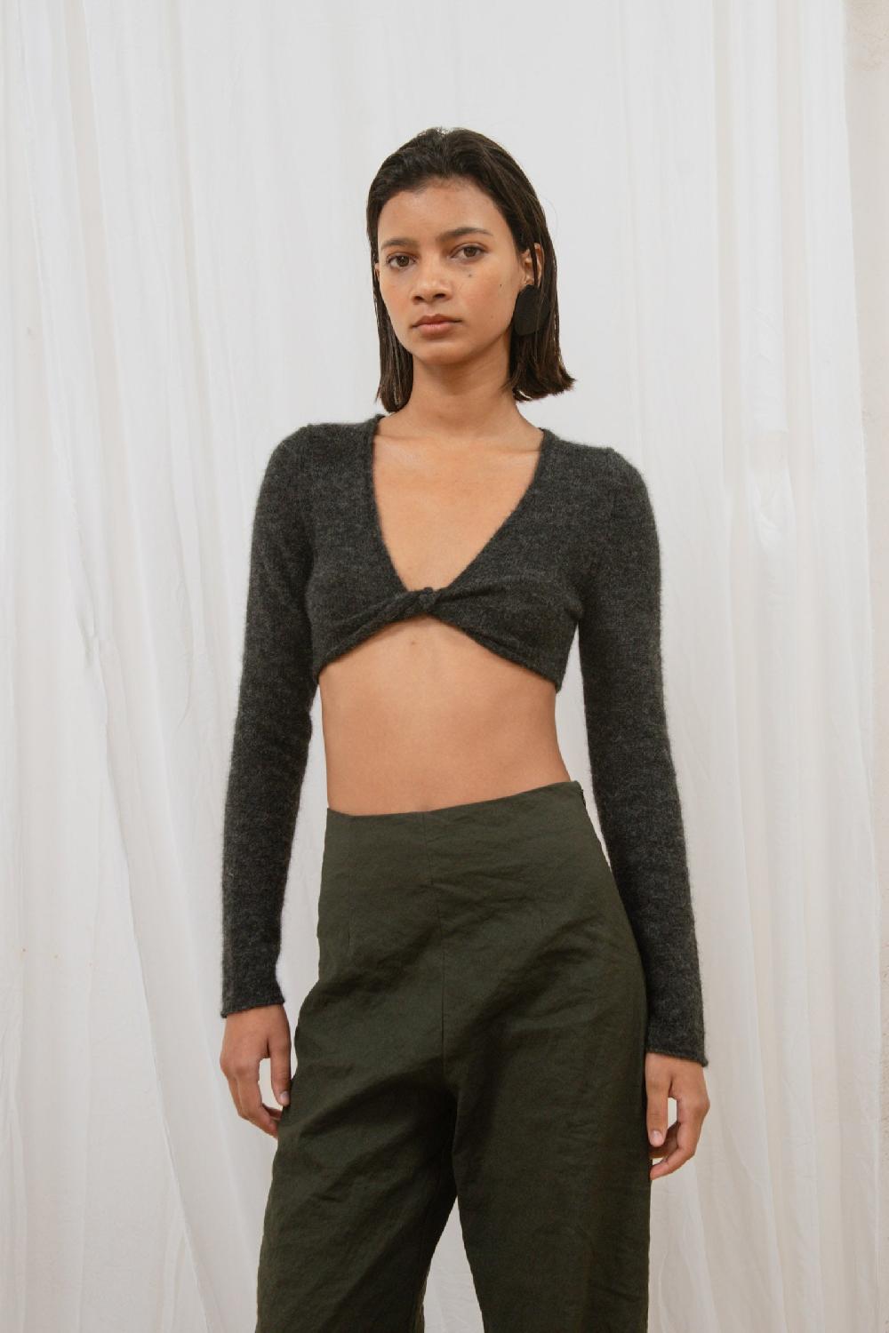 Cortana Cora Top De Alpaca Lana Merino Y Seda Grafito