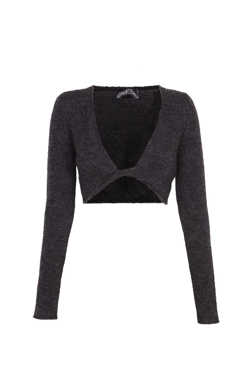 Cortana Cora top de alpaca lana merino y seda grafito
