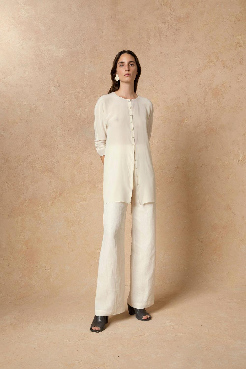 Cortana Agnes Camisa En Seda Marfil