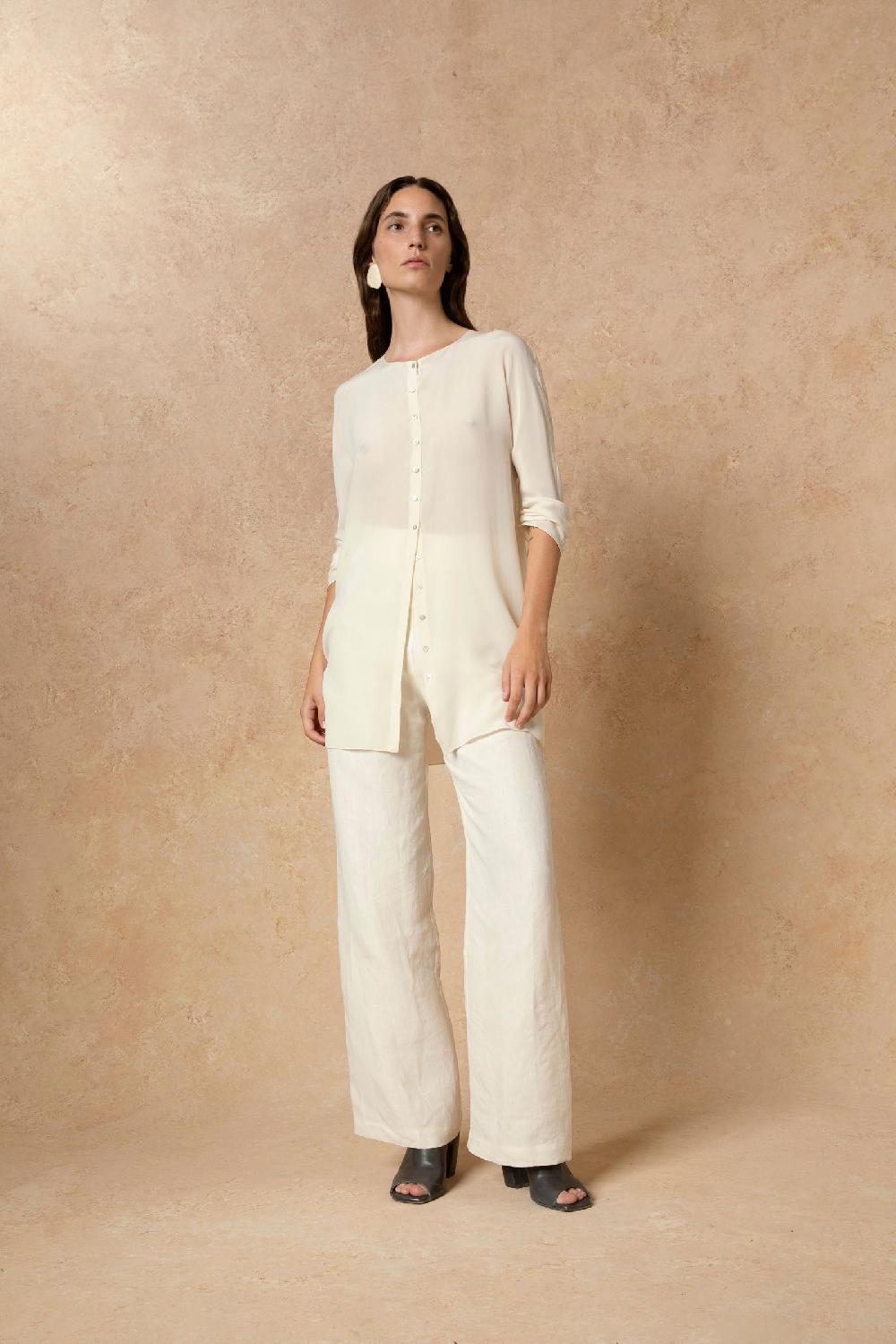 Cortana Agnes Camisa En Seda Marfil