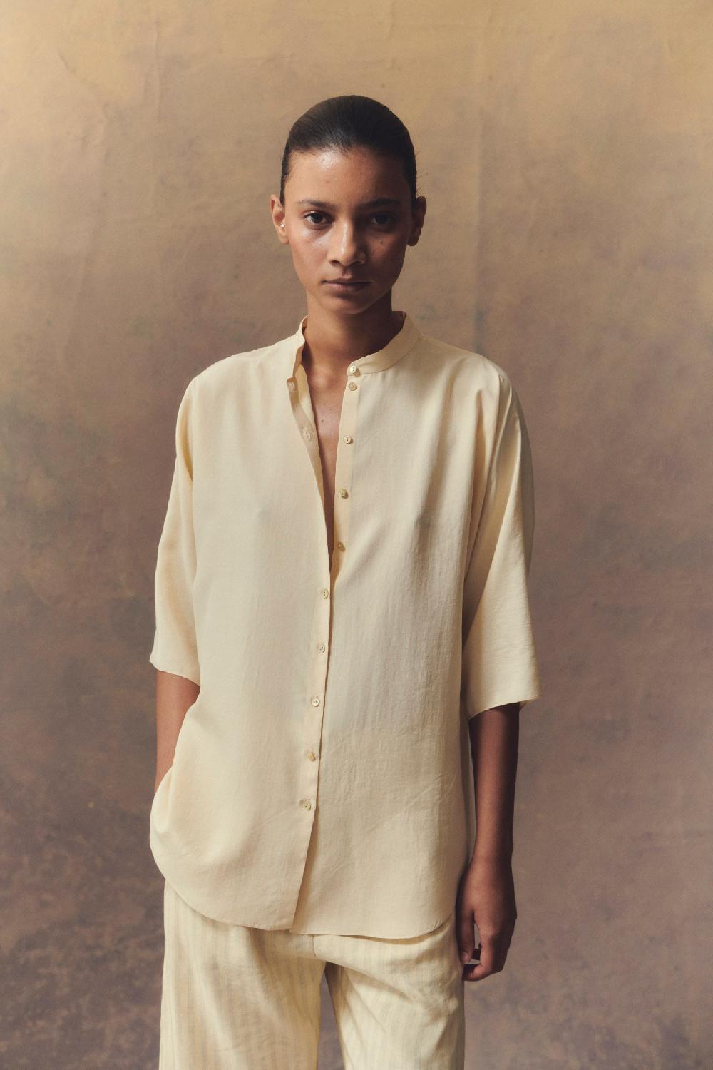 Cortana Alba Camisa En Seda Vainilla