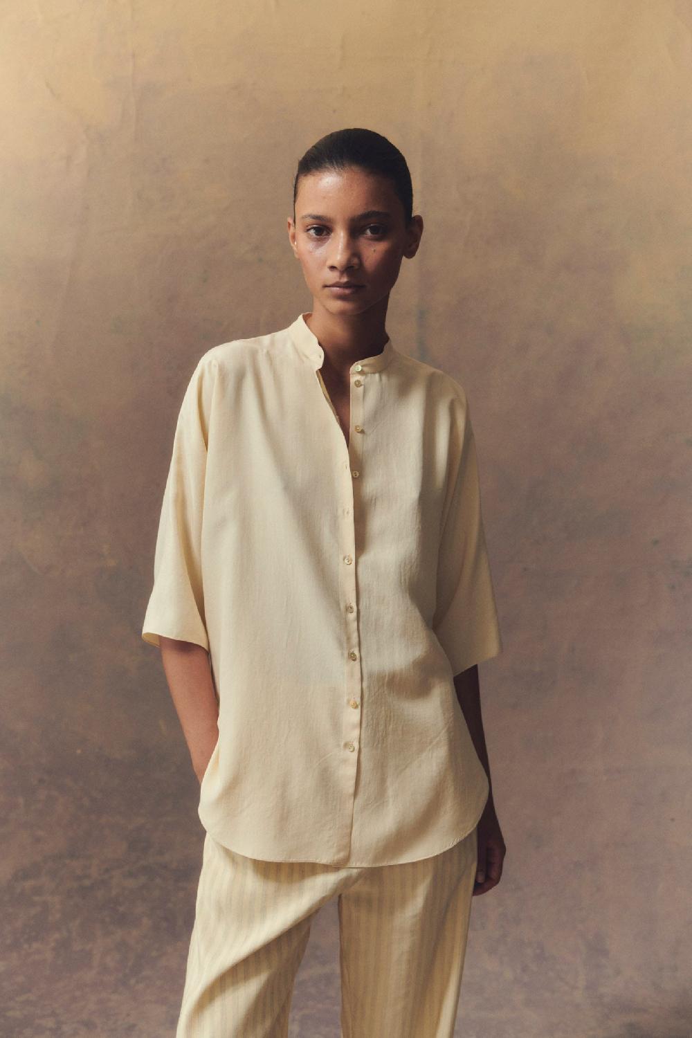 Cortana Alba Camisa En Seda Vainilla