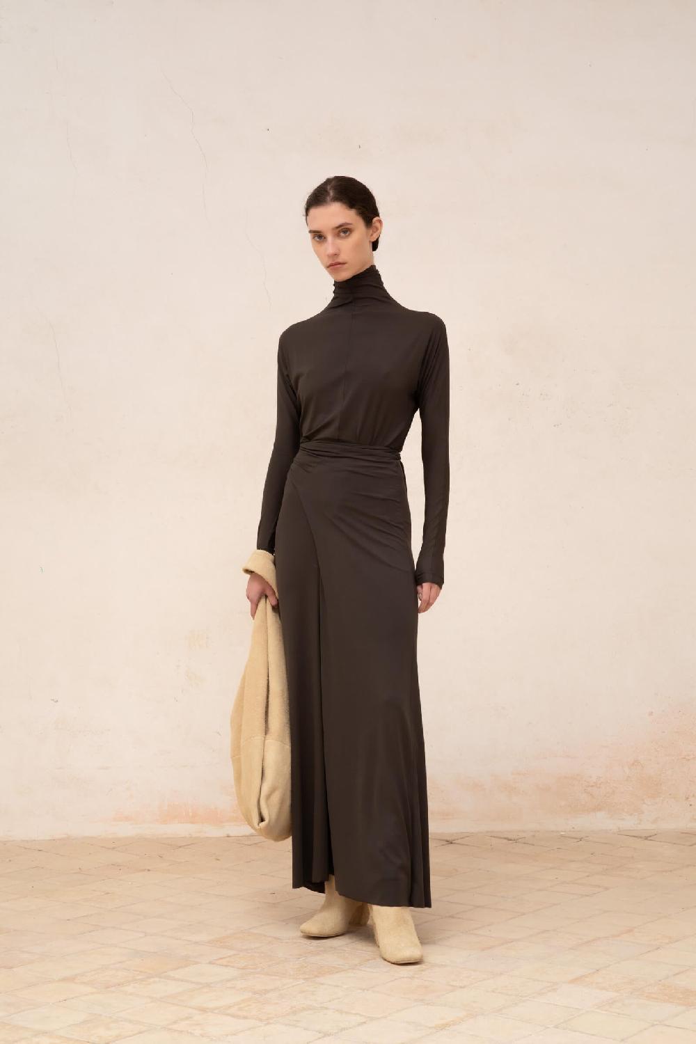 Cortana Alice Vestido En Cupro Stretch Grafito