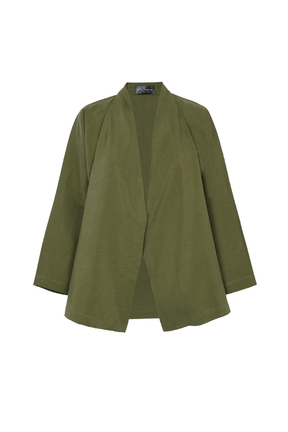 Cortana Ama chaqueta en lino y seda verde