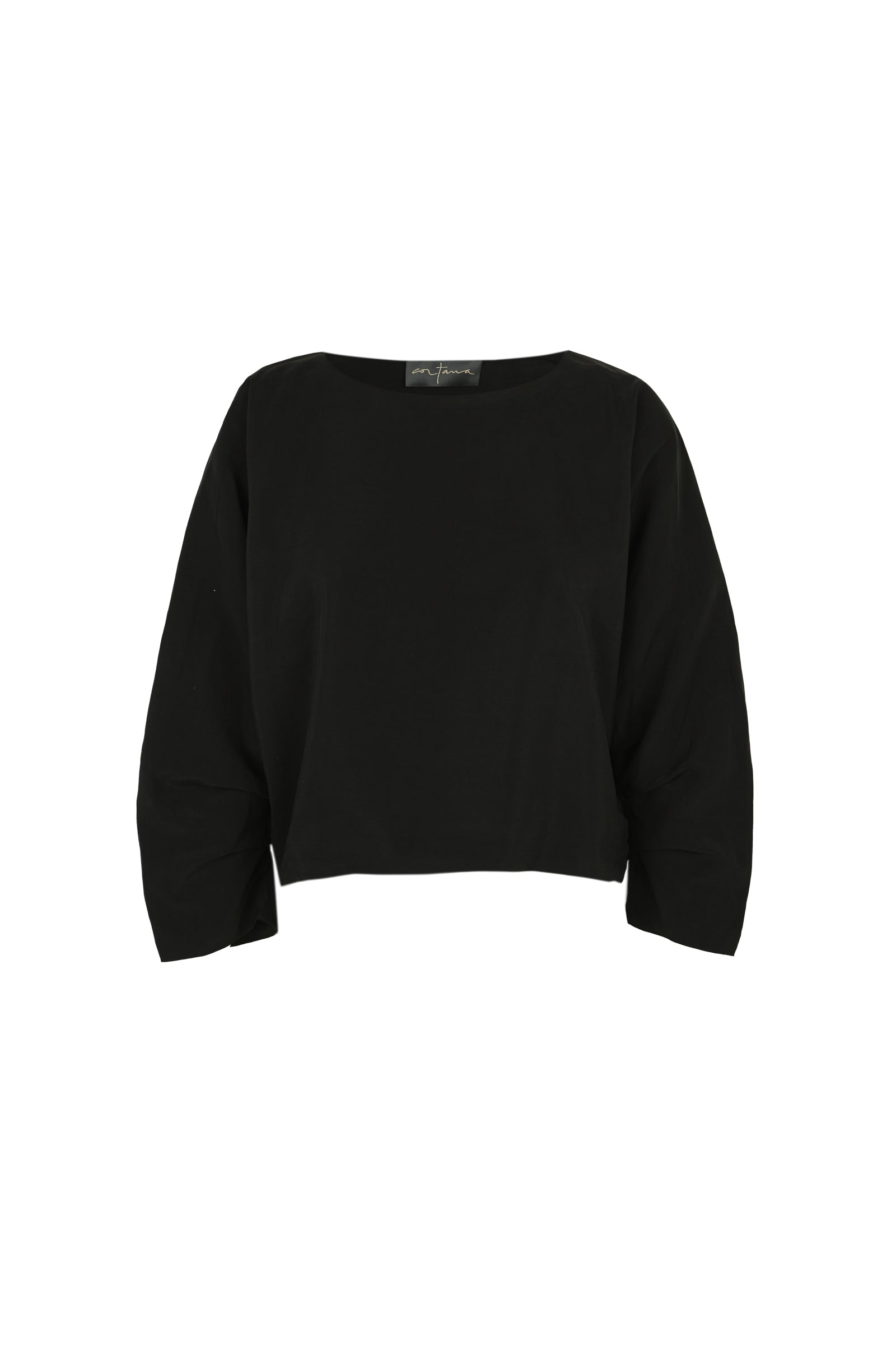 Cortana Amelia top holgado en lino y seda negro