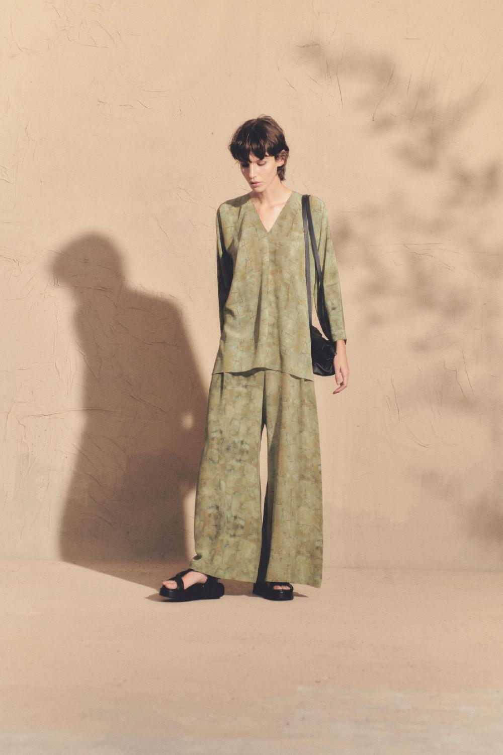 Cortana Amina Pantalón En Seda Amantis Print