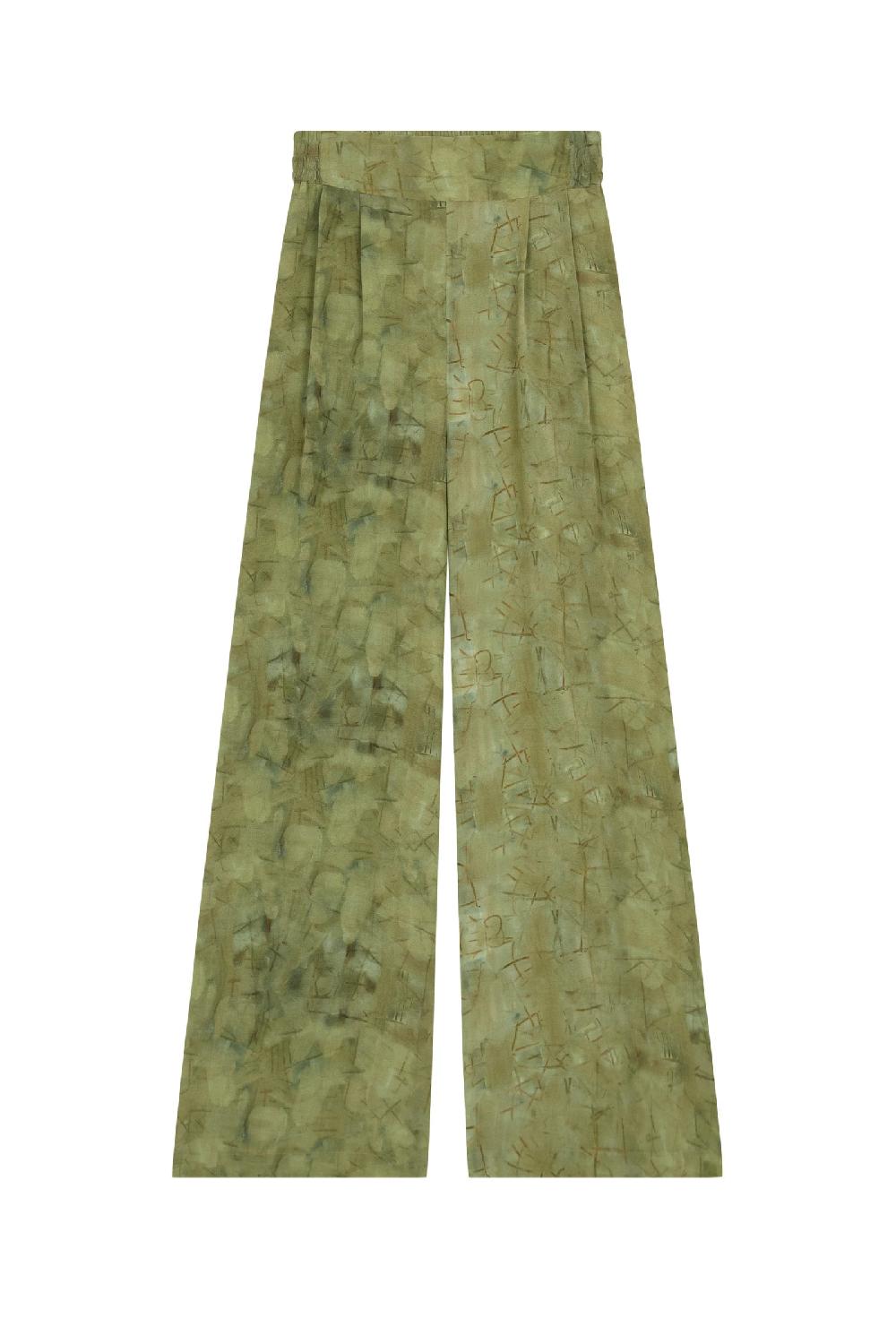 Cortana Amina pantalón en seda amantis print