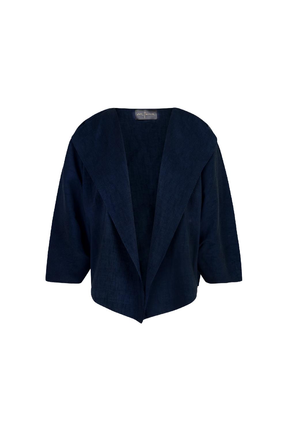 Cortana Arco chaqueta en lino y cupro azul intenso