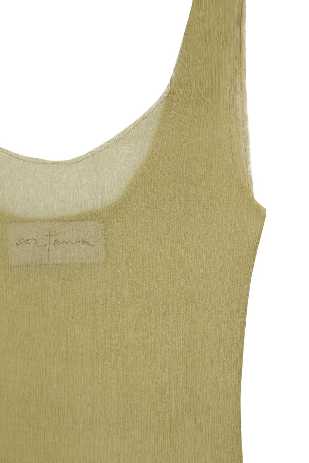 Cortana Aura Top De Tirantes En Seda Pistacho