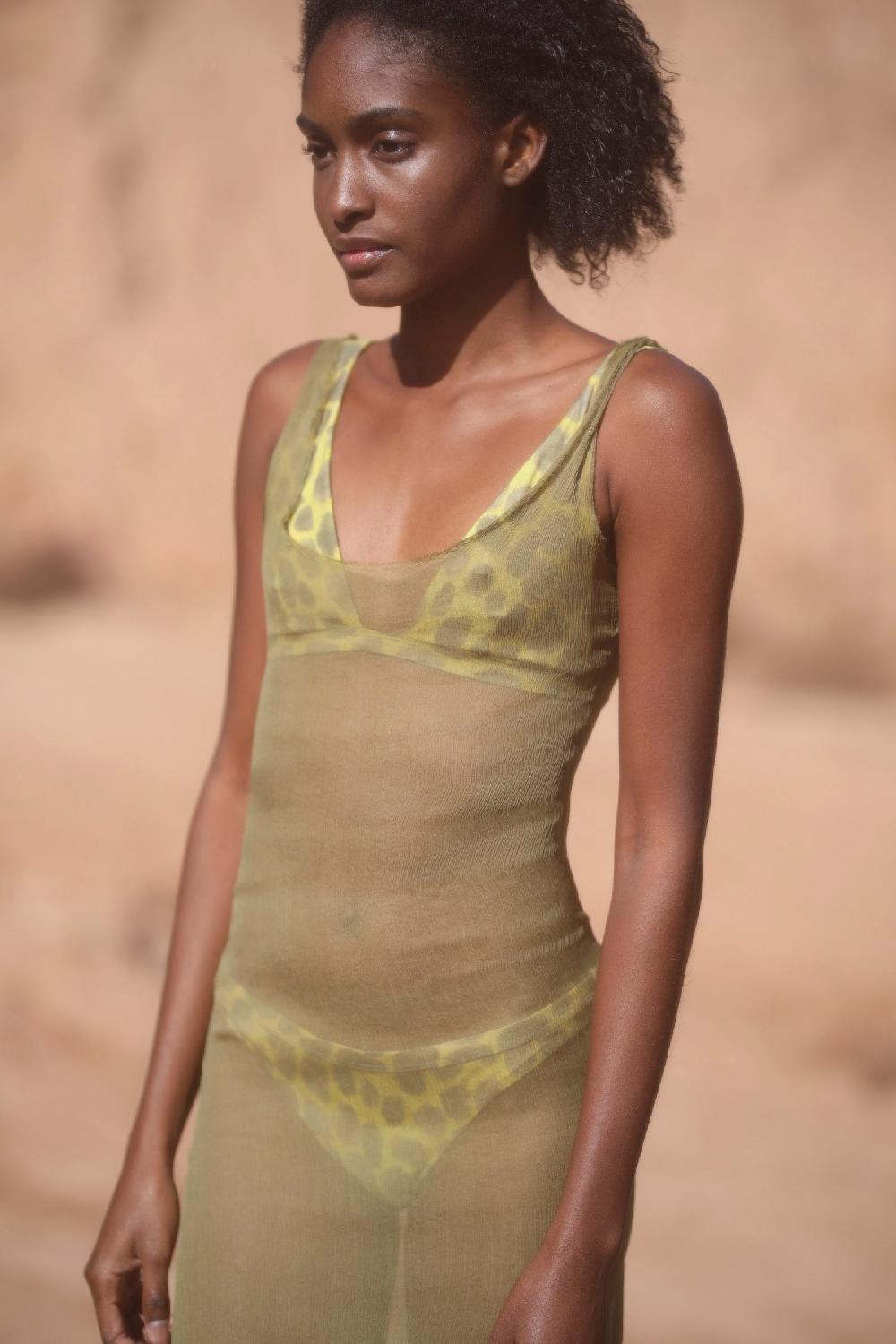 Cortana Aura Vestido De Tirantes En Seda Pistacho