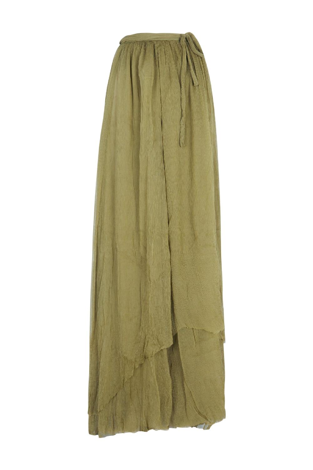 Cortana Aurora falda larga en seda pistachio