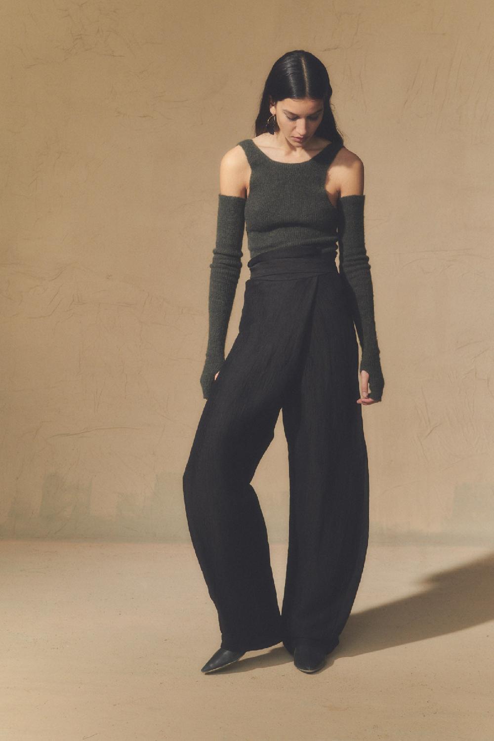 Cortana Bachata Pantalón En Lino Y Seda Negro