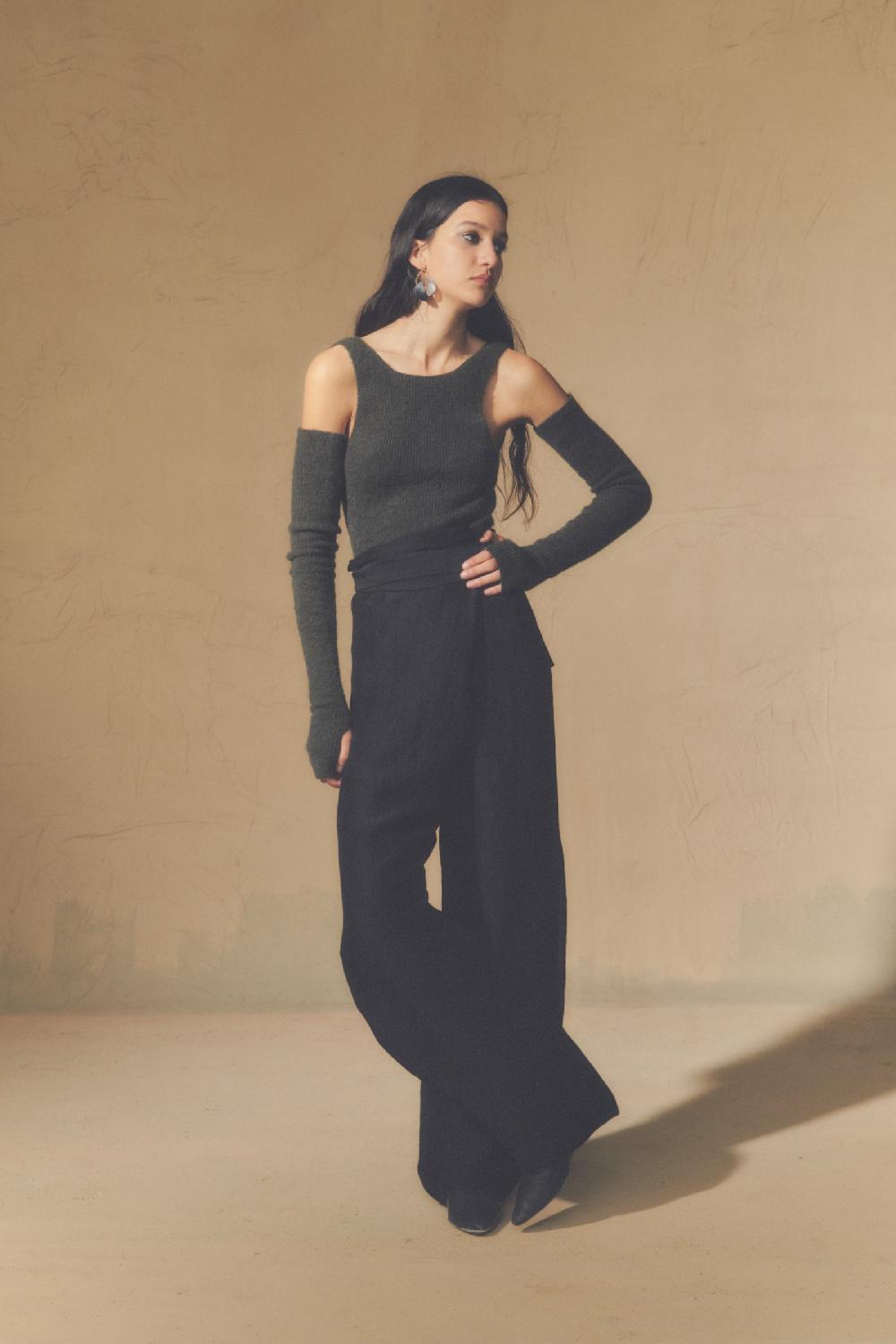 Cortana Bachata Pantalón En Lino Y Seda Negro